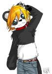  2008 blue_eyes clothed clothing collar giant_panda male mammal monoth navel simple_background solo topless ursid white_background 
