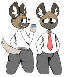  &lt;3 2018 anthro big_butt butt clothed clothing elchilenito haida hi_res hyaenid male mammal pants shirt simple_background spotted_hyena white_background 