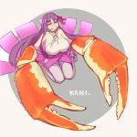  &gt;_&lt; 1girl belt_collar blush breasts claws collar crab crying eyes_closed fate/extra fate/extra_ccc fate_(series) hair_ribbon huge_breasts long_hair ngt_ngng passion_lip purple_hair ribbon sitting solo tears thighhighs transformation very_long_hair wariza 