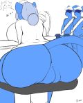  2019 absurd_res anthro balls big_breasts big_butt big_penis blue_skin breasts butt clothing digital_media_(artwork) domestic_cat eyes_closed fan_character felid feline felis female fur hair hi_res male mammal mona_(averyshadydolphin) penis pussy quin-nsfw simple_background sitting sleeping 