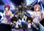  2boys 2girls absurdres gundam gundam_seed gundam_seed_destiny highres kira_yamato lacus_clyne lunamaria_hawke multiple_boys multiple_girls shinn_asuka strike_freedom_gundam 