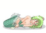  1girl blush breasts cum female fish_tail green_hair jewelry mermaid monster_girl muromi-san namiuchigiwa namiuchigiwa_no_muromi-san nipples pussy red_eyes seashell shell solo tail twintails 