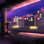  clothed clothing fully_clothed fuze hi_res male neon_lights night scalie street_lamp urban 