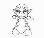  aryll belly clothing female hand_on_stomach humanoid hylian looking_at_viewer monochrome nintendo pointy_ears simple_background slightly_chubby solo the_legend_of_zelda unknown_artist video_games white_background wind_waker young 