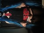  blue_hair schoolgirl stockings tie trap 
