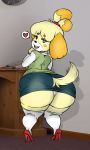  absurd_res animal_crossing anthro big_butt butt canid canine canis domestic_dog female hi_res huge_butt isabelle_(animal_crossing) looking_at_viewer mammal nintendo shih_tzu solo unknown_artist video_games 