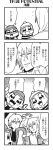  2boys 2girls 4koma amane_(bkub) amane_(bkub)_(cosplay) bangs bkub clenched_hands comic cosplay earrings emphasis_lines eyebrows_visible_through_hair eyes_closed eyewear_removed frown glasses greyscale hair_between_eyes halftone hat highres holding honey_come_chatka!! jacket jewelry komikado_sachi long_hair low_ponytail low_twintails monochrome motion_lines multiple_boys multiple_girls notice_lines one_side_up open_clothes open_jacket ponytail punching shirt short_hair shouting sidelocks simple_background speech_bubble striped striped_shirt surgical_mask sweatdrop talking tayo translation_request twintails two-tone_background 