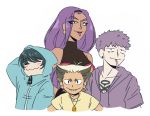  arbok cigarette creatures_(company) game_freak gen_1_pokemon gen_2_pokemon hood hoodie meowth nintendo personification pokemon purple_hair team_rocket tongue tongue_out weezing wobbuffet yamujiburo 