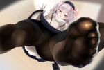  1girl :d alicemagic beret blue_eyes blush breasts crotch_seam epaulettes feet from_below gloves hat highres holding holding_shoes indoors jacket kantai_collection kashima_(kantai_collection) large_breasts legs lifted_by_self long_hair looking_at_viewer military military_jacket military_uniform open_mouth panties pantyhose pleated_skirt shoe_removed shoes sidelocks silver_hair skirt skirt_lift smile soles solo thighband_pantyhose toes tsurime twintails underwear uniform wavy_hair white_gloves white_jacket white_panties 