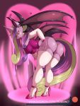  2018 absurd_res anthro armwear butt clothing digital_media_(artwork) equid female friendship_is_magic hair hi_res horn legwear long_hair long_tongue looking_at_viewer mammal membranous_wings multicolored_hair my_little_pony princess_cadance_(mlp) slit_pupils solo suirano tongue tongue_out wings 