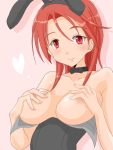  1girl blush breasts bunnysuit large_breasts minna-dietlinde_wilcke red_eyes red_hair smile solo strike_witches world_witches_series 