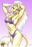  anthro bikini blonde_hair breasts clothing felid female hair lion long_hair looking_at_viewer mammal megan_giles pantherine pose seductive swimsuit 