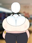  absurd_res bald big_breasts blurred_background breasts cleavage clothed clothing detailed_background faceless female front_view fully_clothed hi_res huge_breasts humanoid inanimate_object light_skin living_doll mannequin nipple_outline not_furry pale_skin public solo somescrub store thick_thighs three-quarter_view tight_clothing white_skin wide_hips 
