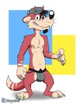  anthro armpit_hair bleuxwolf braces bulge clothing jockstrap male mammal mustela mustelid musteline solo tragia underwear 