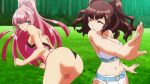  10s 2girls animated animated_gif ass brown_hair curvy grass huge_ass jiggle long_hair multiple_girls nanatsu_no_bitoku navel outdoors pink_hair ponytail raphael_(the_seven_heavenly_virtues) stomach the_seven_heavenly_virtues thighs twintails uriel_(the_seven_heavenly_virtues) 