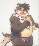  canid canine canis clothing disembodied_hand domestic_dog episode0006 fundoshi japanese_clothing male mammal moritaka slightly_chubby tokyo_afterschool_summoners towel underwear untying_fundoshi video_games 