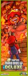  bowsette brown_hair comic commentary english_commentary english_text giantess highres horns laughing logo mario mario_(series) nintendo red_hair sindraws super_crown super_mario_bros. 