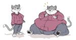  anthro barefoot belly big_belly chubby_cheeks clothed clothing domestic_cat double_chin faerfax felid feline felis fur grey_fur hi_res hoodie hyper hyper_belly jeans love_handles male mammal moobs morbidly_obese obese obese_male overweight overweight_male pants sequence simple_background sitting smile solo standing thick_thighs toxi weight_gain whiskers white_background white_fur wide_hips 