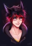  animal_humanoid blue_eyes cat_humanoid comission eyewear felid felid_humanoid feline feline_humanoid glasses hi_res humanoid kodamacreative male mammal smile 