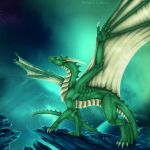  2019 claws digital_media_(artwork) dragon feral green_eyes green_scales hi_res night outside scales scalie selianth solo spines western_dragon 