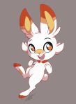  2019 dennyvixen digital_media_(artwork) dvixie hi_res mammal nintendo pok&eacute;mon pok&eacute;mon_(species) scorbunny simple_background smile solo video_games 