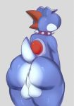  anthro anus balls big_butt big_nose blue_yoshi boshi bubble_butt butt collar eyewear glasses hi_res lucidkitty male mario_bros nintendo nude presenting presenting_anus presenting_hindquarters senpaikitten solo spiked_collar spikes standing super_mario_rpg thick_thighs video_games wide_hips yoshi 