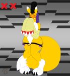  &lt;3 &lt;3_eyes 2019 3_toes anal anthro armwear belt big_breasts big_feet big_tail blush breasts canid canine claws clenched_teeth clothed clothing covering_mouth covering_own_mouth detached_sleeves digimon digimon_(species) digital_media_(artwork) dipstick_tail ejaculation eyes_closed female fixed_toy fixed_vibrator fox fur gui hat hi_res huge_breasts knock-kneed ky_(malamute) long_sleeves mammal masturbation mostly_nude multicolored_fur multicolored_tail orgasm pussy_ejaculation pussy_juice pussy_juice_on_floor sex_toy shaking solo standing taomon teeth toes trembling two_tone_fur vaginal vibrator white_fur wide_hips yellow_fur 