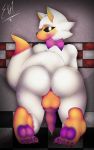  absurd_res animal_genitalia animal_penis animatronic anthro anus balls barefoot big_butt black_nose blush bow bow_tie butt canid canine canine_penis digital_media_(artwork) e-01 erection feet five_nights_at_freddy&#039;s five_nights_at_freddy&#039;s_world fox fur glowing glowing_eyes hair hi_res knot lolbit_(fnaf) looking_at_viewer machine male mammal nude orange_fur penis precum robot simple_background smile solo toes video_games white_eyes white_fur 
