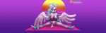  absurd_res anthro avian exercise fitness flexible friendship_is_magic hi_res hippogryph landing_strip my_little_pony nipples patreon pinup plantigrade pose pubes pussy silverstream_(mlp) smudge_proof soles solo splits spread_legs spreading ultrawide vaporwave wallpaper workout 