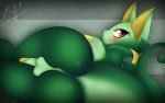  anthro anus areola balls big_butt blush breasts butt dickgirl digital_media_(artwork) e-01 green_body green_scales green_skin hi_res humanoid_penis intersex looking_at_viewer nintendo nipples nude penis pok&eacute;mon pok&eacute;mon_(species) pok&eacute;morph red_eyes reptile sally_(e-01) scales scalie serpentine serperior simple_background smile solo video_games yellow_nipples 