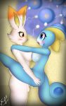  2019 absurd_res anthro balls big_breasts blue_body blue_eyes blue_nipples blue_skin blush breast_squish breasts cum cum_in_pussy cum_inside dickgirl dickgirl/female digital_media_(artwork) duo e-01 erection female fur hi_res impregnation intersex intersex/female lagomorph mammal multiple_ova nintendo nipples nude open_mouth orange_eyes orange_fur ovum penetration penis pok&eacute;mon pok&eacute;mon_(species) pussy scorbunny sex simple_background smile sobble sperm_cell vaginal vaginal_penetration video_games white_fur 