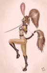  anthro bdsm bondage bound bridle chastity chastity_belt chastity_bra felid feline female hair hi_res hoof_boots lion long_hair mammal pantherine quotermain sex_toy shackles solo standing straps 
