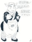  2019 anthro apron brainwashing clothed clothing cup dialogue domestic_pig english_text female girly hi_res hypnosis kettle kiaku maid_uniform mammal mind_control open_mouth simple_background smile solo speech_bubble stormdragonblue suid suina sus_(pig) tea_cup text traditional_media_(artwork) uniform 