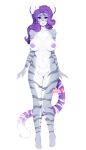  2019 anthro big_breasts blushstroke breasts digital_media_(artwork) featureless_crotch felid female fur grey_fur hair heart_nose hi_res long_hair looking_at_viewer mammal nanelle_(blushstroke) navel nipples nude pantherine purple_eyes purple_fur purple_hair purple_nipples purple_nose simple_background solo stripes tiger white_background 