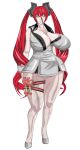  curvy highres huge_breast nurse_outfit red_hair thick toned toned_legs yellow_eyes 