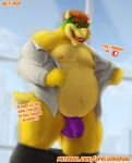  anthro bowser bulge clothing hair koopa male mario_bros musclegut muscular nintendo open_mouth overweight overweight_male pants patreon penis_outline red_hair scalie seductive shirt solo spelunker_sal tongue underwear undressing video_games 