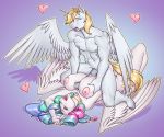  2019 absurd_res animal_genitalia animal_penis anthro breasts cutie_mark duo equid equine equine_penis eyes_closed feathered_wings feathers female friendship_is_magic hair hi_res horn long_hair male male/female mammal multicolored_hair my_little_pony nauth nude penis princess_celestia_(mlp) sex titfuck white_feathers winged_unicorn wings 