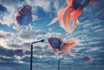  blue_sky cloud day fish goldfish kakotomirai lamppost no_humans original scenery sky 