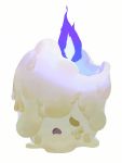  bluekomadori candle creatures_(company) crying crying_with_eyes_open fire game_freak gen_5_pokemon highres liquid melting nintendo no_humans one_eye_covered open_mouth pokemon pokemon_(creature) purple_fire simple_background tears wax white_background yellow_eyes 