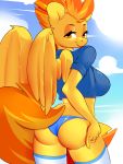  2019 amberpendant anthro big_breasts breasts clothed clothing digital_media_(artwork) equid equine female friendship_is_magic hair hi_res mammal my_little_pony outside pterippus smile solo spitfire_(mlp) wings wonderbolts_(mlp) 