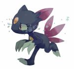  black_fur bluekomadori claws creatures_(company) crying crying_with_eyes_open frown fur game_freak gen_2_pokemon highres long_eyelashes nintendo no_humans pokemon pokemon_(creature) purple_eyes running simple_background sneasel snowflakes tearing_up tears white_background 