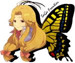  ahoge antenna_hair blonde_hair bug butterfly butterfly_wings hair_ribbon insect long_hair looking_away nakana profile ribbon saga saga_frontier solo wings 