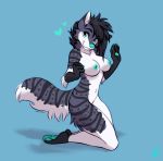  2019 5_fingers anthro black_hair blue_background blue_eyes blue_nipples blue_nose breasts canid canine canis digital_media_(artwork) domestic_dog female hair mammal nipples simple_background smile solo thelupinprincess 