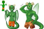  2006 2014 2019 abs anthro biped claws clothed clothing digital_drawing_(artwork) digital_media_(artwork) dragon hi_res horn looking_at_viewer male muscular muscular_male nipples open_mouth pecs plushkinn redraw simple_background smile standing swimsuit teeth white_background 