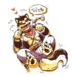  &lt;3 begging begging_pose canid canine canis chain clothed clothing doggiemonkey domestic_dog garmr japanese_text low_res male mammal muscular muscular_male text tokyo_afterschool_summoners tongue topless video_games 