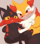  4_toes ambiguous_gender balls black_fur black_nose blush braixen censor_bar cute_fangs dipstick_tail ears_up erection fur half-closed_eyes handjob hi_res inner_ear_fluff litten looking_down looking_pleasured male male/ambiguous mixeeeel moan multicolored_tail nintendo open_mouth pawpads penis pok&eacute;mon pok&eacute;mon_(species) red_eyes red_fur red_pawpads red_penis sex short_ears small_penis smile smirk snout spread_legs spreading sweat toes video_games white_fur yellow_fur yellow_sclera 