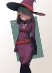  1girl absurdres belt breasts hair_over_one_eye hat highres little_witch_academia pink_hair sucy_manbavaran witch_hat 