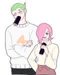  1boy 1girl age_difference food green_hair lowres one_piece smile sushi vinsmoke_reiju vinsmoke_yonji 