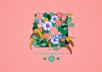  artist_name english_text flower leaf meyoco no_humans original pink_background pink_flower plant play_button progress_bar simple_background sparkle white_flower 