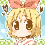  1girl annaka_haruna blonde_hair blush bow daitirumoesu hair_bow lowres nichijou school_uniform short_hair 